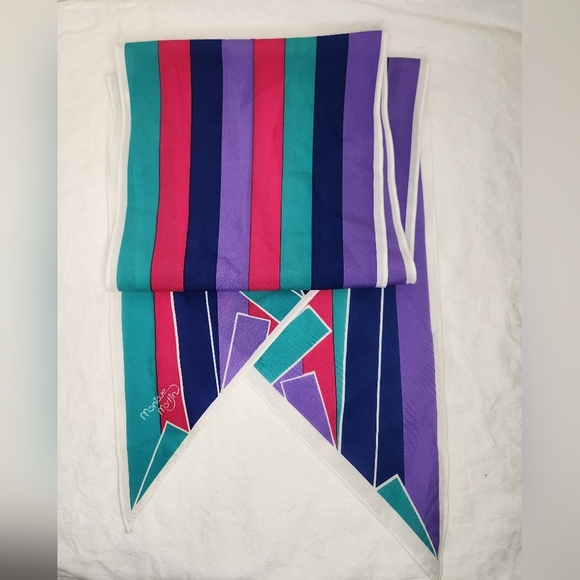 80s Monique Martin Stripe Neck Scarf - Picture 4 of 8